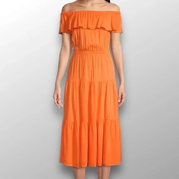 Michael Michael Kors Off-the-Shoulder Tiered Dress | Size SMALL | Romantic Style - Picture 7 of 7